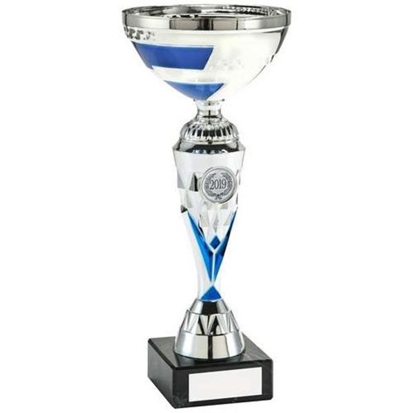 Blue and Silver Presentation Cup on Marble Base JR22-AT50