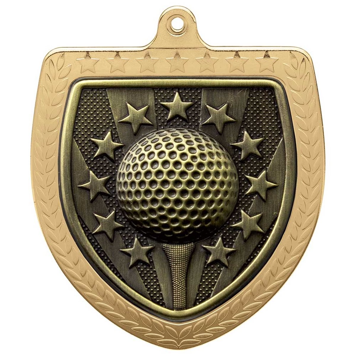 Golf 75mm Cobra Shield Medal in Gold, Silver & Bronze MM24210