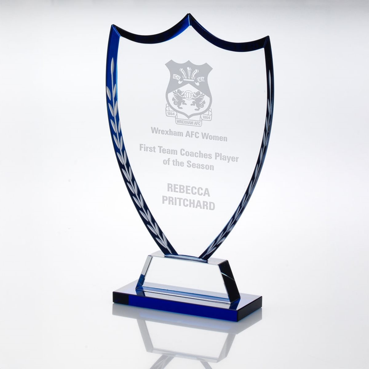 Glass Shield With Blue Wreath Edge - 10mm Thick (JB4400)