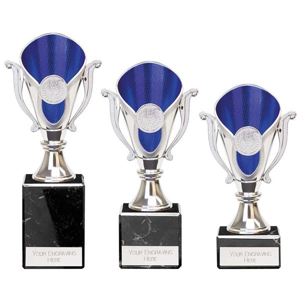 Blue & Silver Premium Plastic Award on Marble Base TR23539