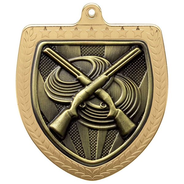 Clay Pigeon 75mm Cobra Shield Medal in Gold, Silver & Bronze MM24215
