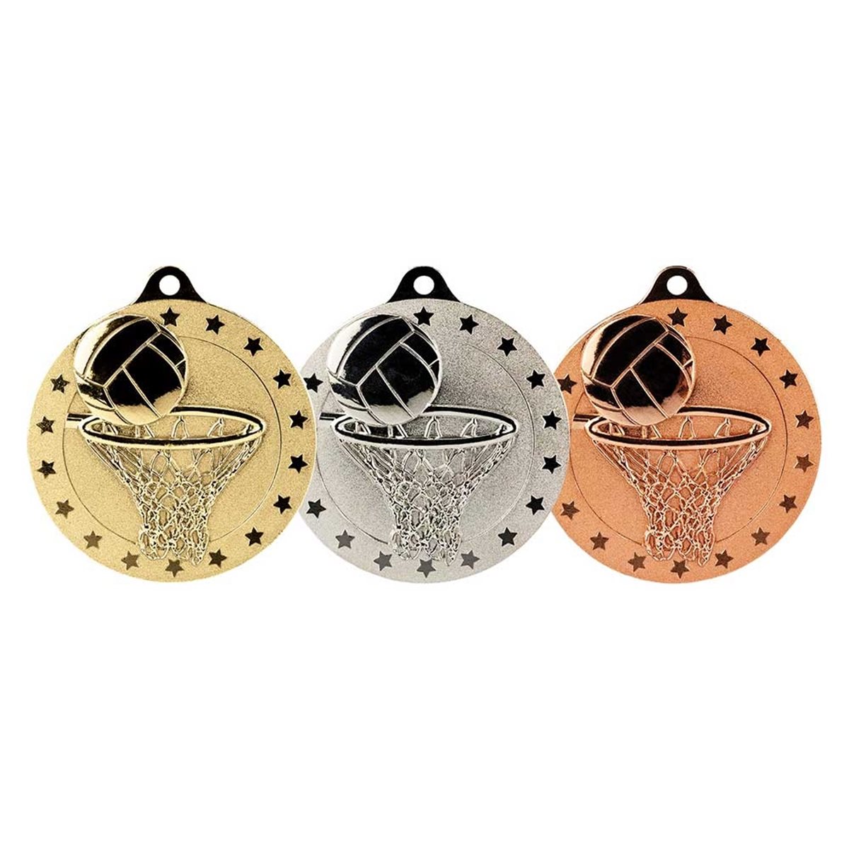 Cascade 50mm Netball Medal in Gold, Silver and Bronze MM26175