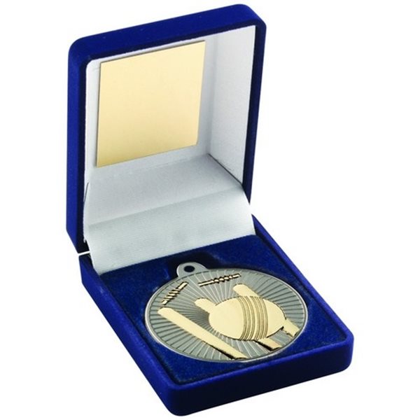 Cricket 50mm Boxed Medal in Gold, Silver & Bronze JR6-TY107