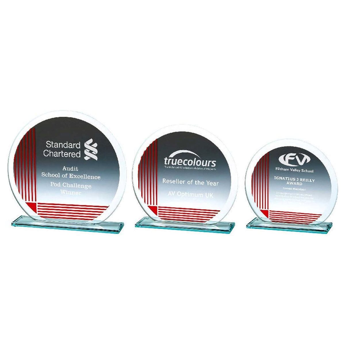 Glass Award 4mm Thick with Red Stripe