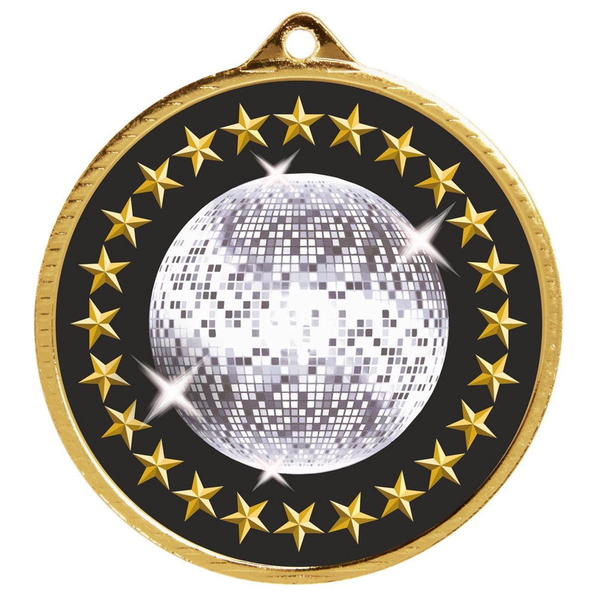 Glitterball Medal 50mm in Gold, Silver & Bronze MD210