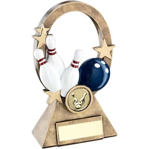 TEN PIN BOWLING ACRYLIC 275mm SILVER OR GOLD TROPHY *4 SIZES FREE ENGRAVING* 