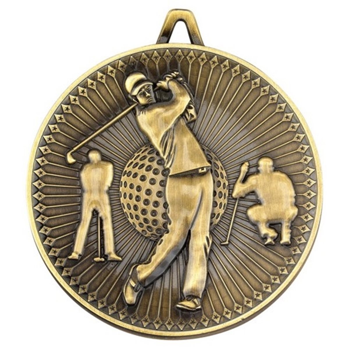 60mm Deluxe Golf Medal DM02 in Gold, Silver & Bronze