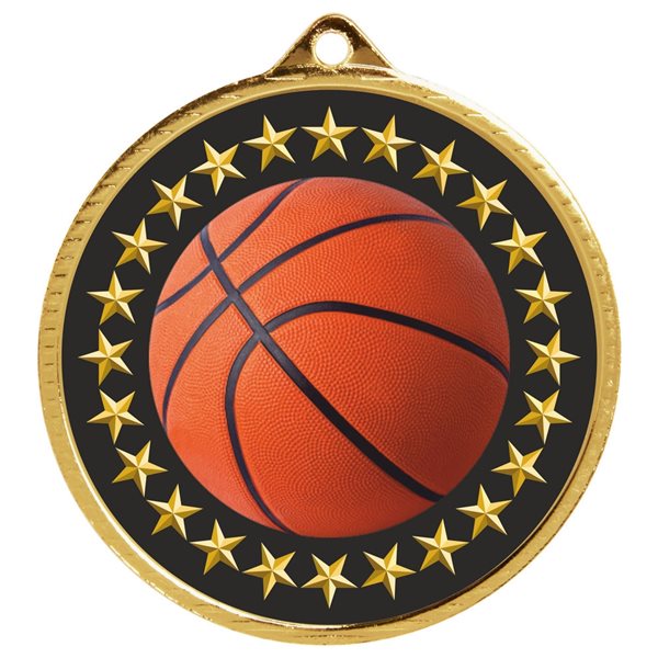 Basketball Medal 50mm in Gold, Silver & Bronze MD207