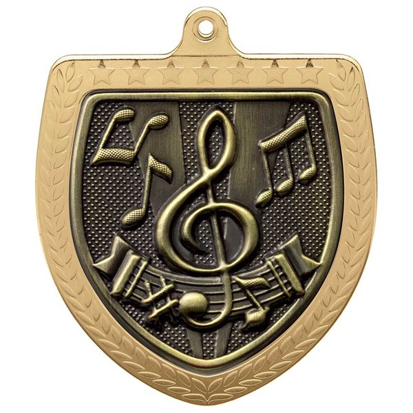 Music 75mm Cobra Shield Medal in Gold, Silver & Bronze MM24214