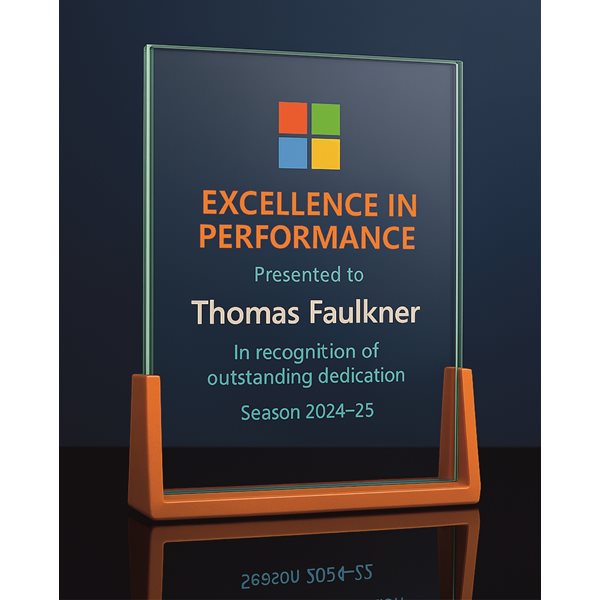 Glass Award with stand (8mm Thick) W580