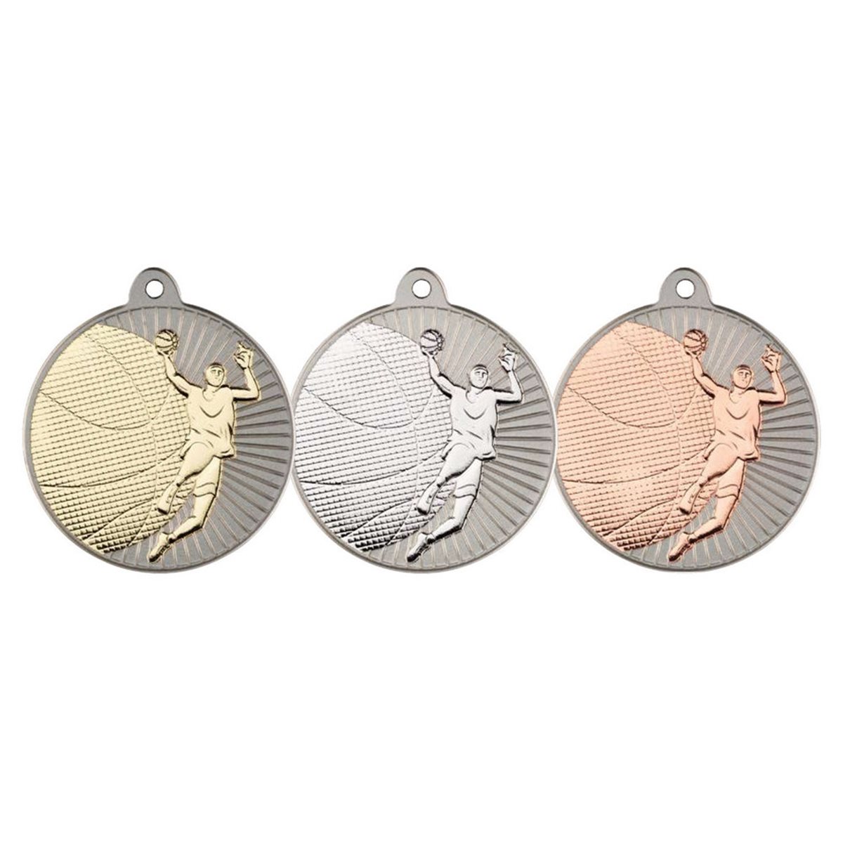 50mm Silver Two Colour Basketball Medal MV15