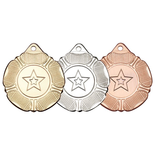 50mm Tudor Rose Medal M519 in Gold, Silver and Bronze