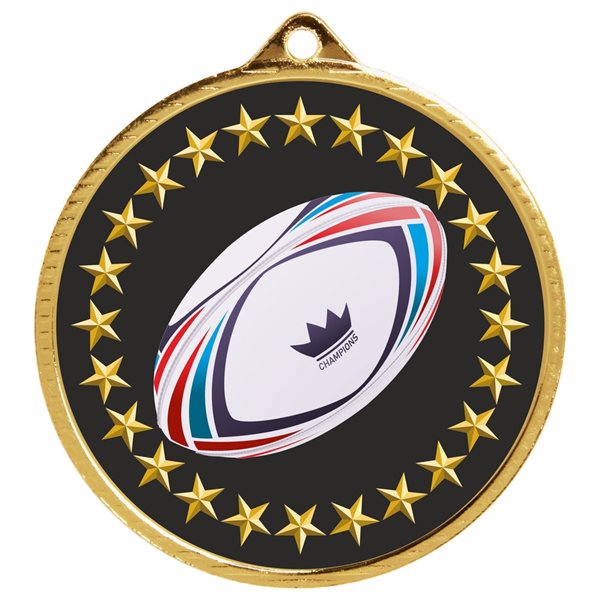 Rugby Medal 50mm in Gold, Silver & Bronze MD214