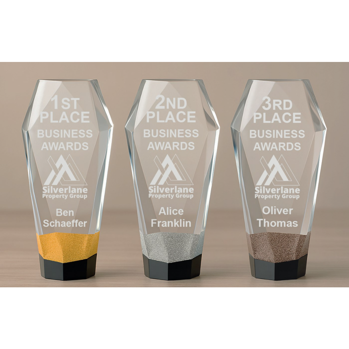Gold, Silver or Bronze Crystal Glass Award