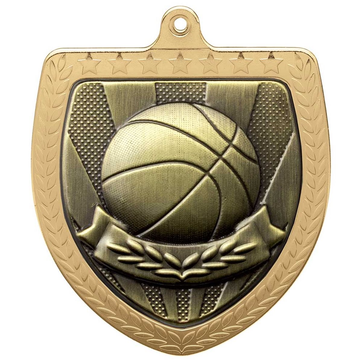 Basketball 75mm Cobra Shield Medal in Gold, Silver & Bronze MM24196