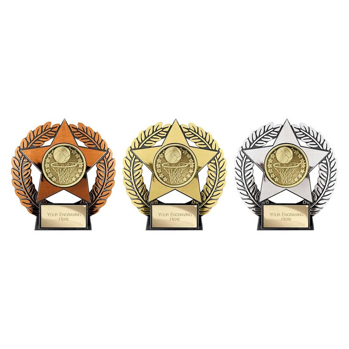 Emperor Star Netball Plaque PL25070