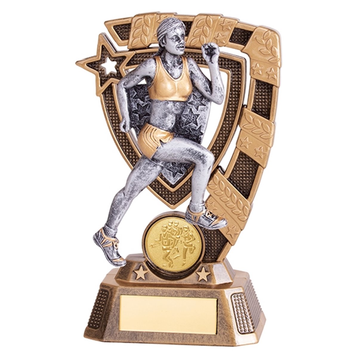 Gold and Silver Resin Female Running Trophy RF19079