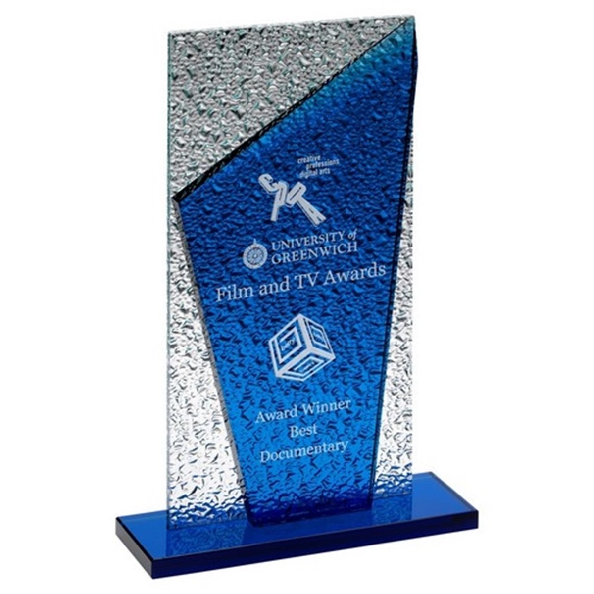 Blue Glass Award 15mm thick on Glass Base XG02