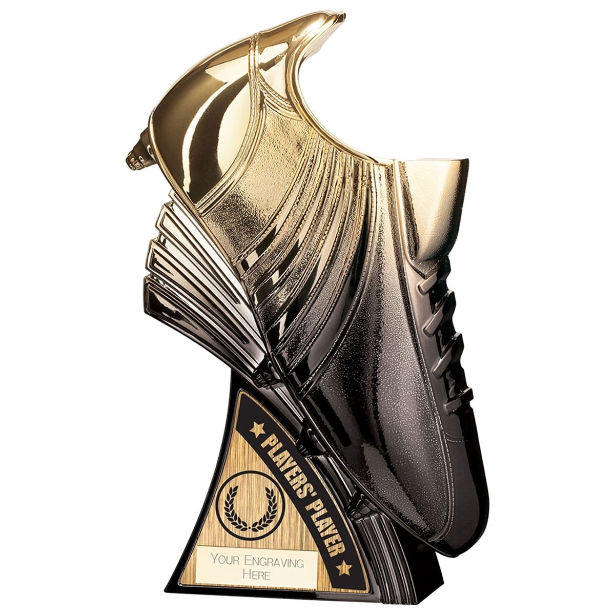 Power Boot Gold to Black Football Trophy PG22181D (Click to see all awards)