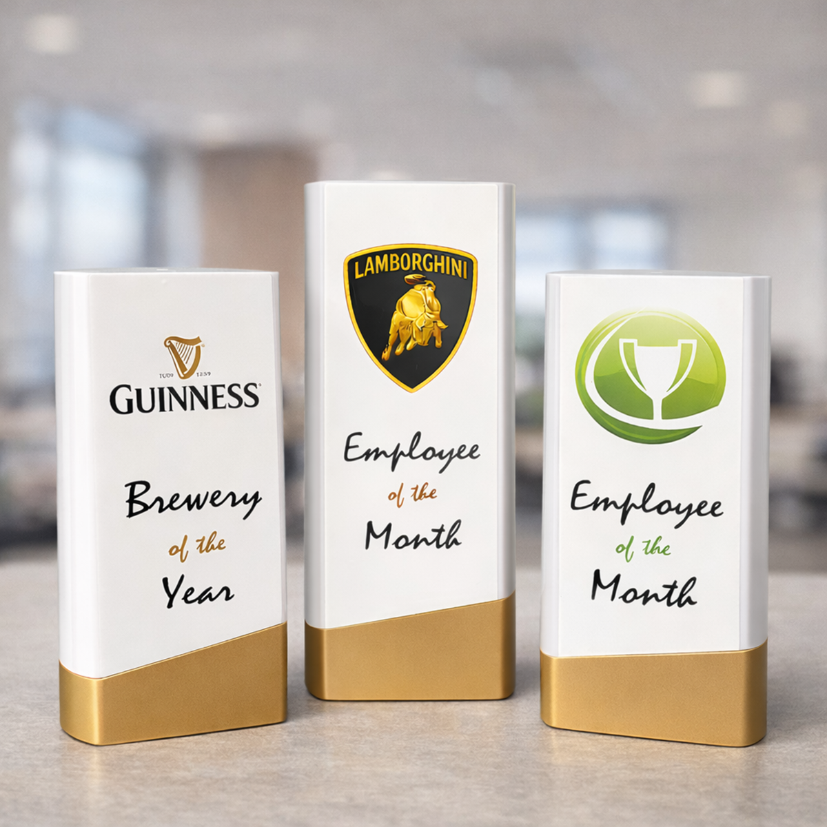 Custom White/Gold Block Award PA26015