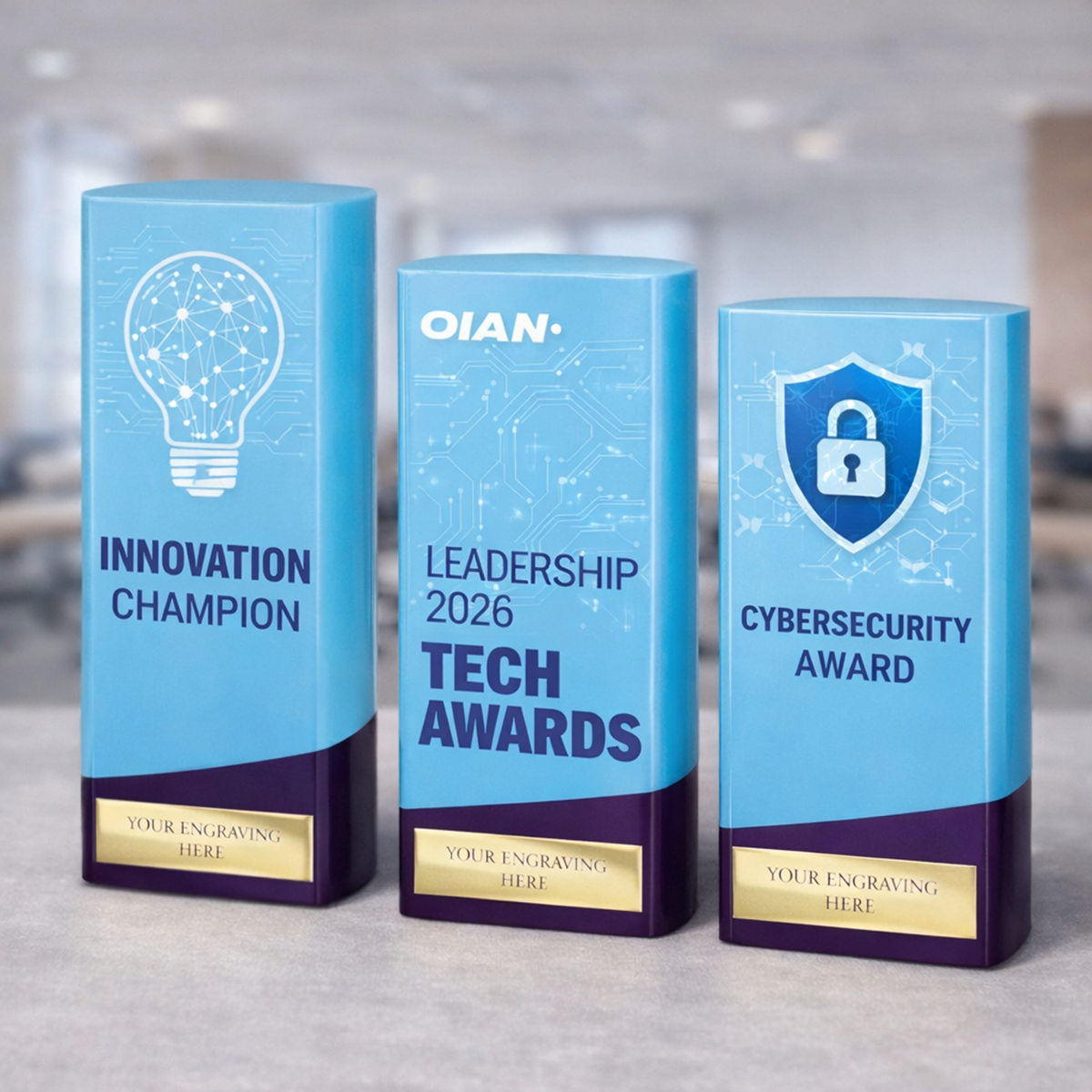 Custom Blue/Purple Block Award PA25003