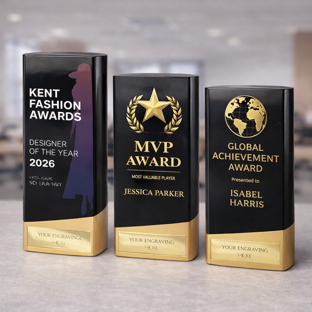 Custom Black/Gold Block Award PA26014