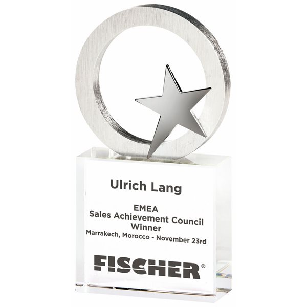 Round Crystal Star Award 30mm Thick in Presentation Case T.4079