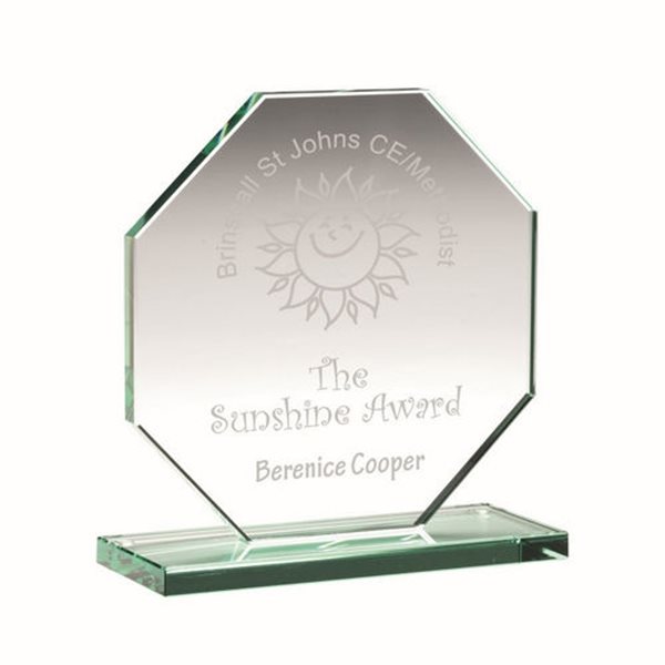 Jade Glass Octagon Plaque -10mm Thick (TP07)