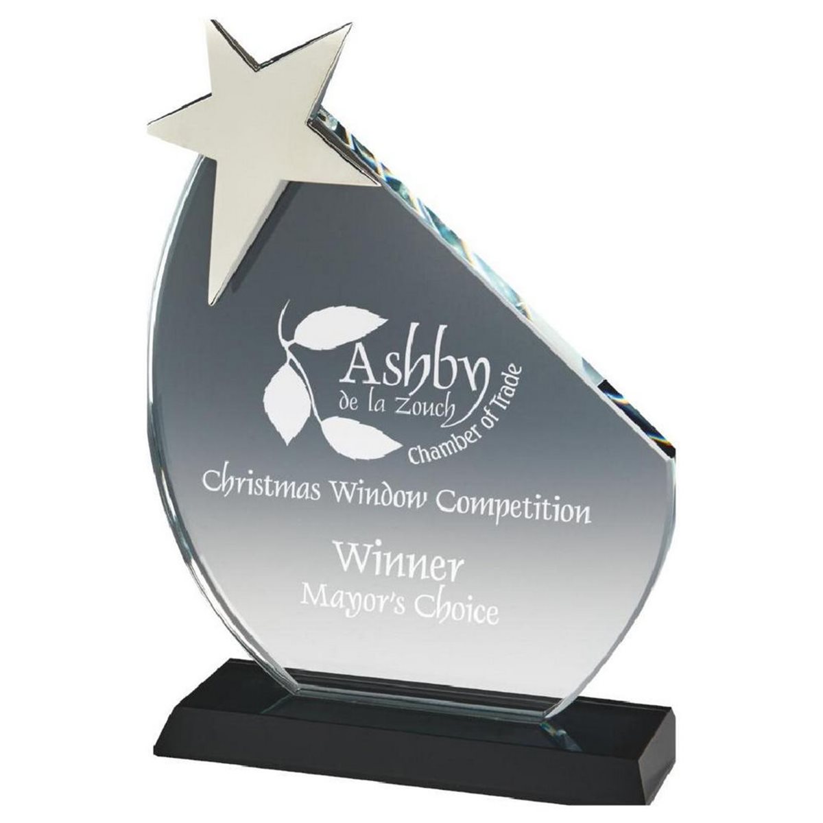 Crystal Award 10mm thick with Chrome Star in Presentation Case T.3721