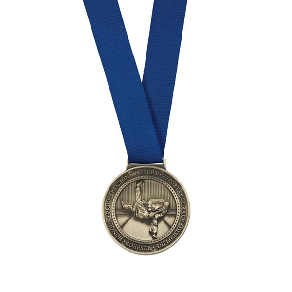 Judo Medal & Ribbon 70mm Gold, Silver, Bronze MM16057