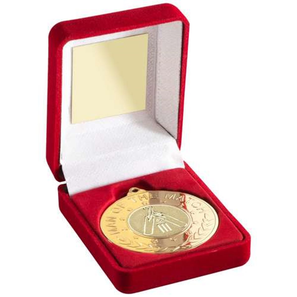 Gold 50mm Cricket Boxed Medal JR6-TY38