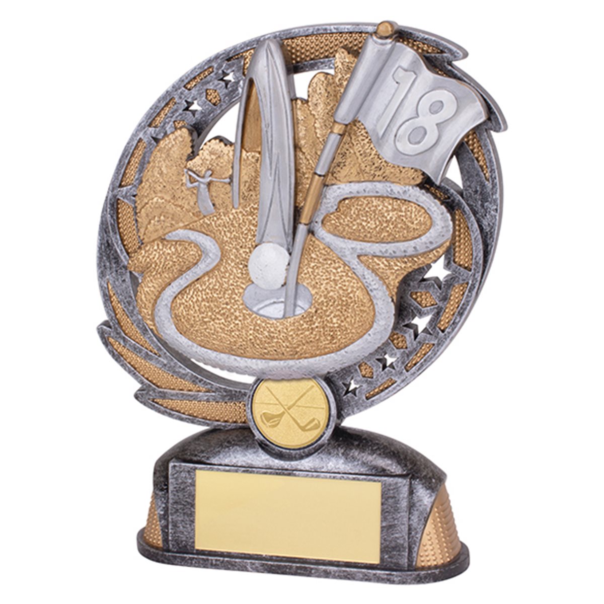 Gold and Silver Resin Golf Trophy PT19047