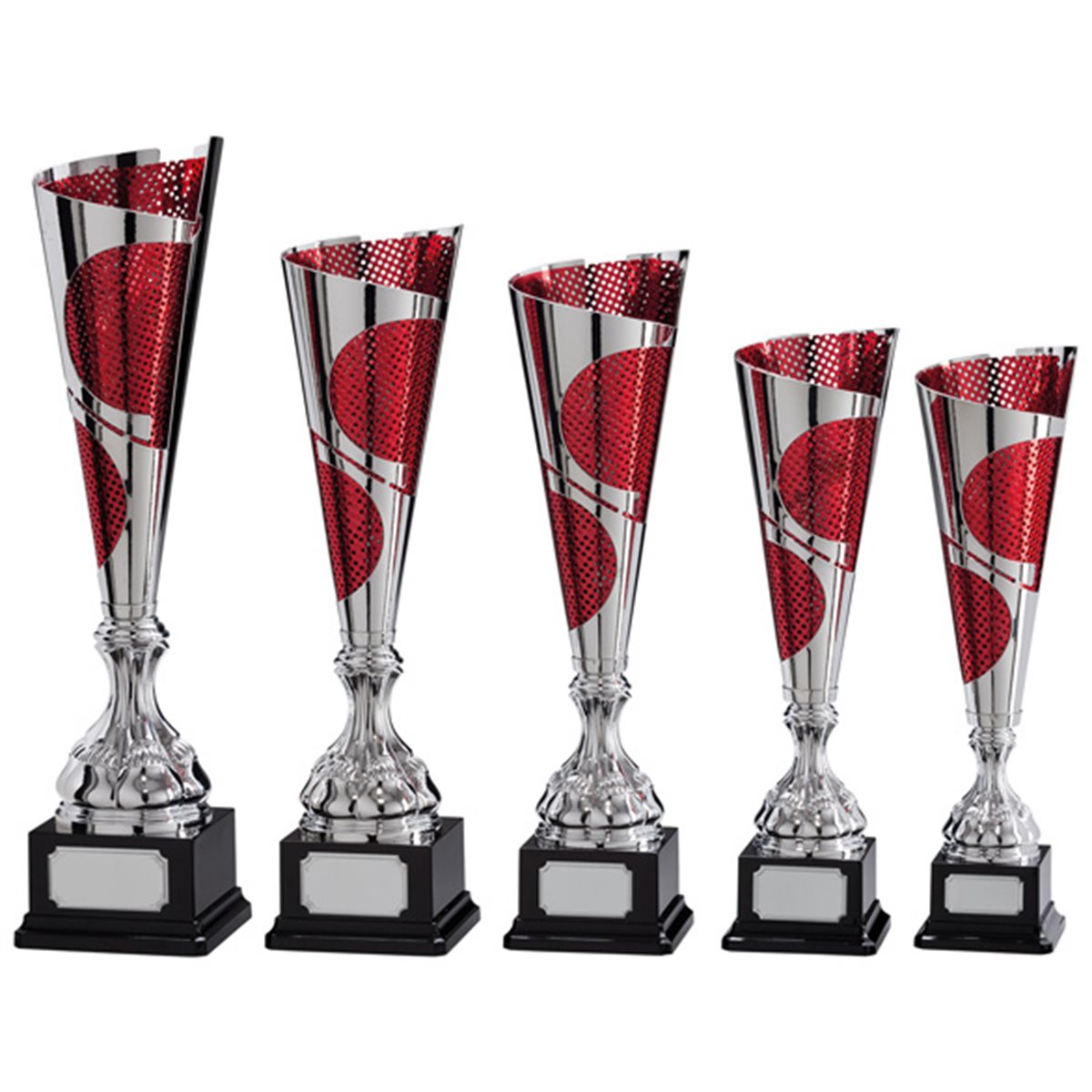 Silver and Red Lasered Plastic Award on Black Base TR17558