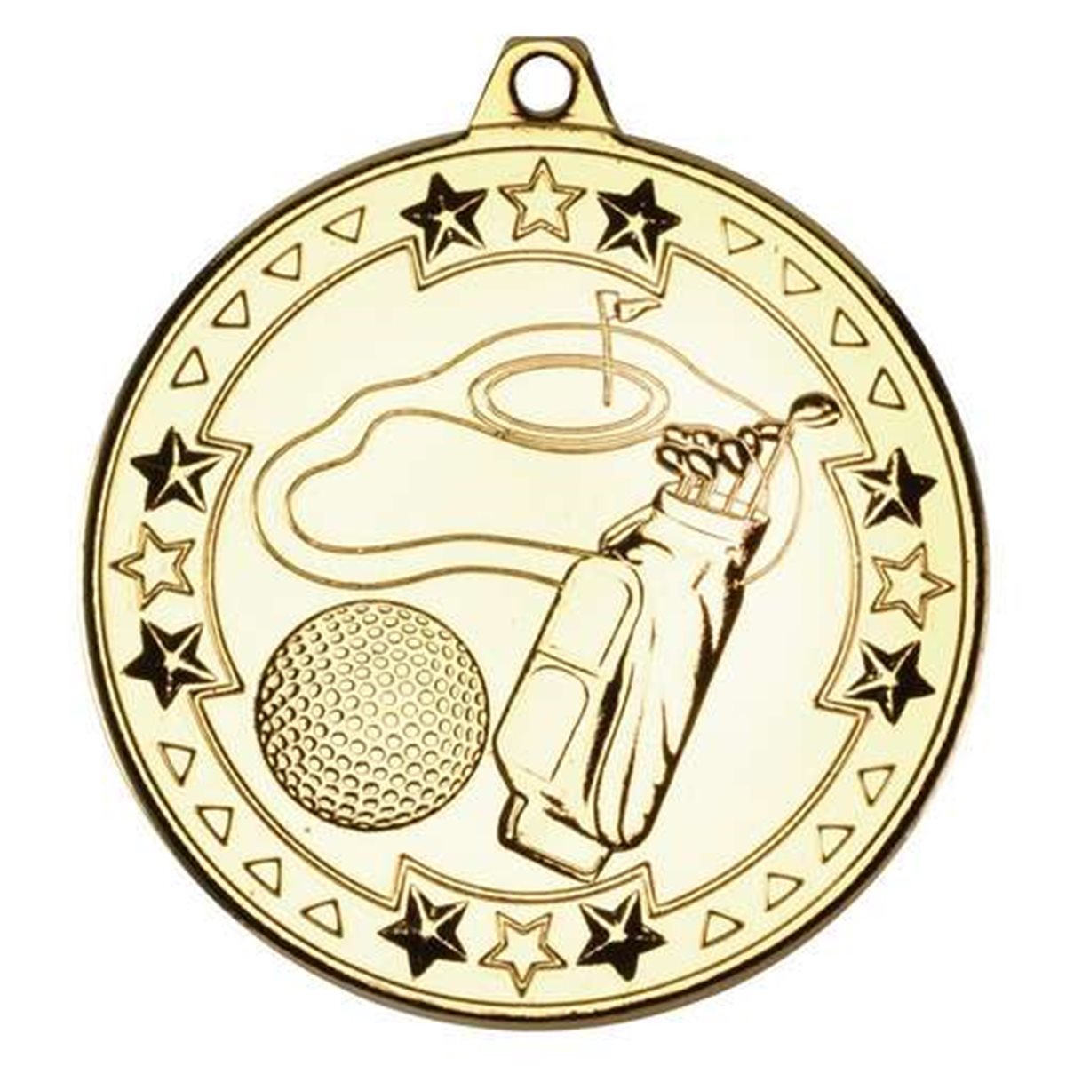 Golf 50mm Medal in Gold, Silver & Bronze M85