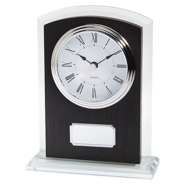 Clear/Black Glass Presentation Clock CL18011