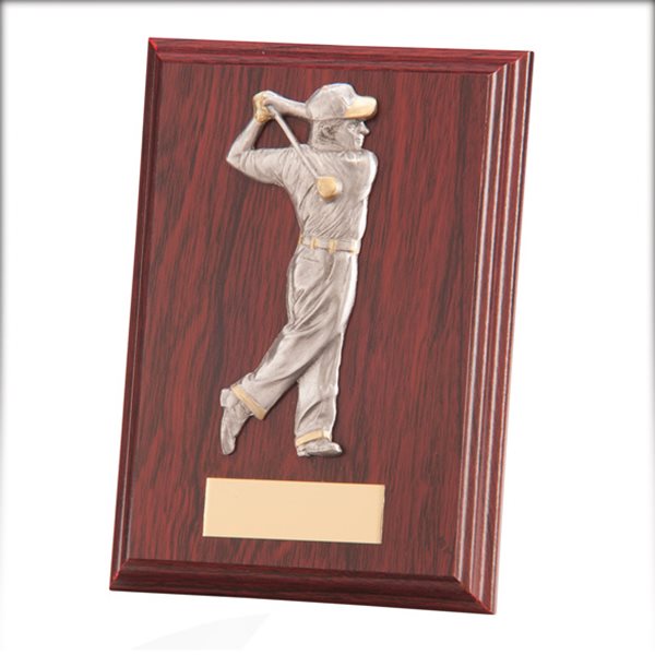 Galway Male Golf Mahogany Plaque Award PL17508A