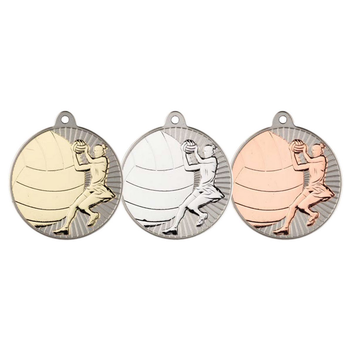 50mm Silver Two Colour Netball Medal MV16