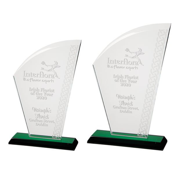Celtic Glass Award 10mm Thick on Green Base CR20142