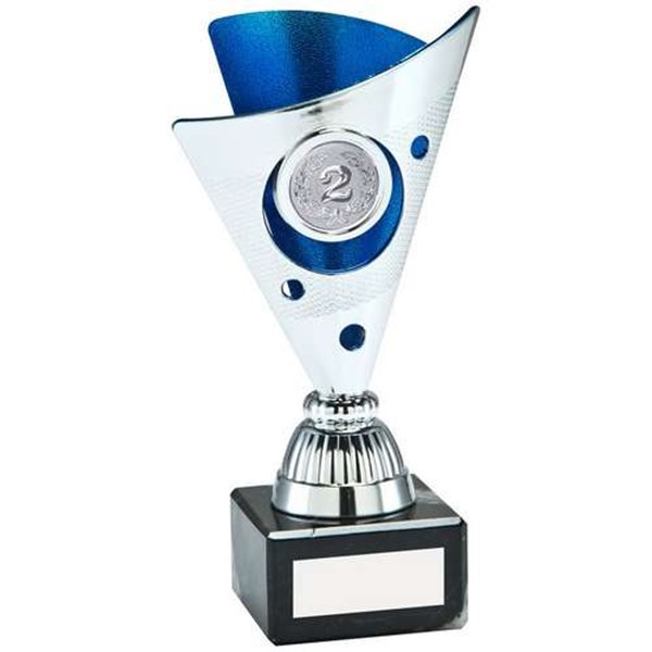 Silver & Blue Plastic Presentation Award on Marble Base JR22-AT43