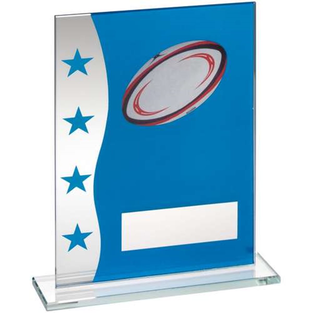 Rugby Blue/Silver Glass Award TD.TD644