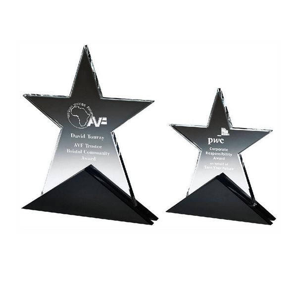 Crystal Star Award 10mm Thick with Black Base T.7307