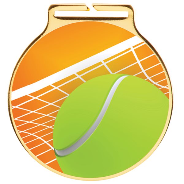 Tennis Gold Medal & Ribbon 60mm MM20474G