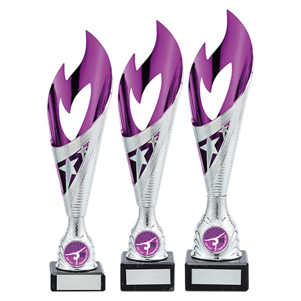 Purple and Silver Flame Award on Marble Base TR19588