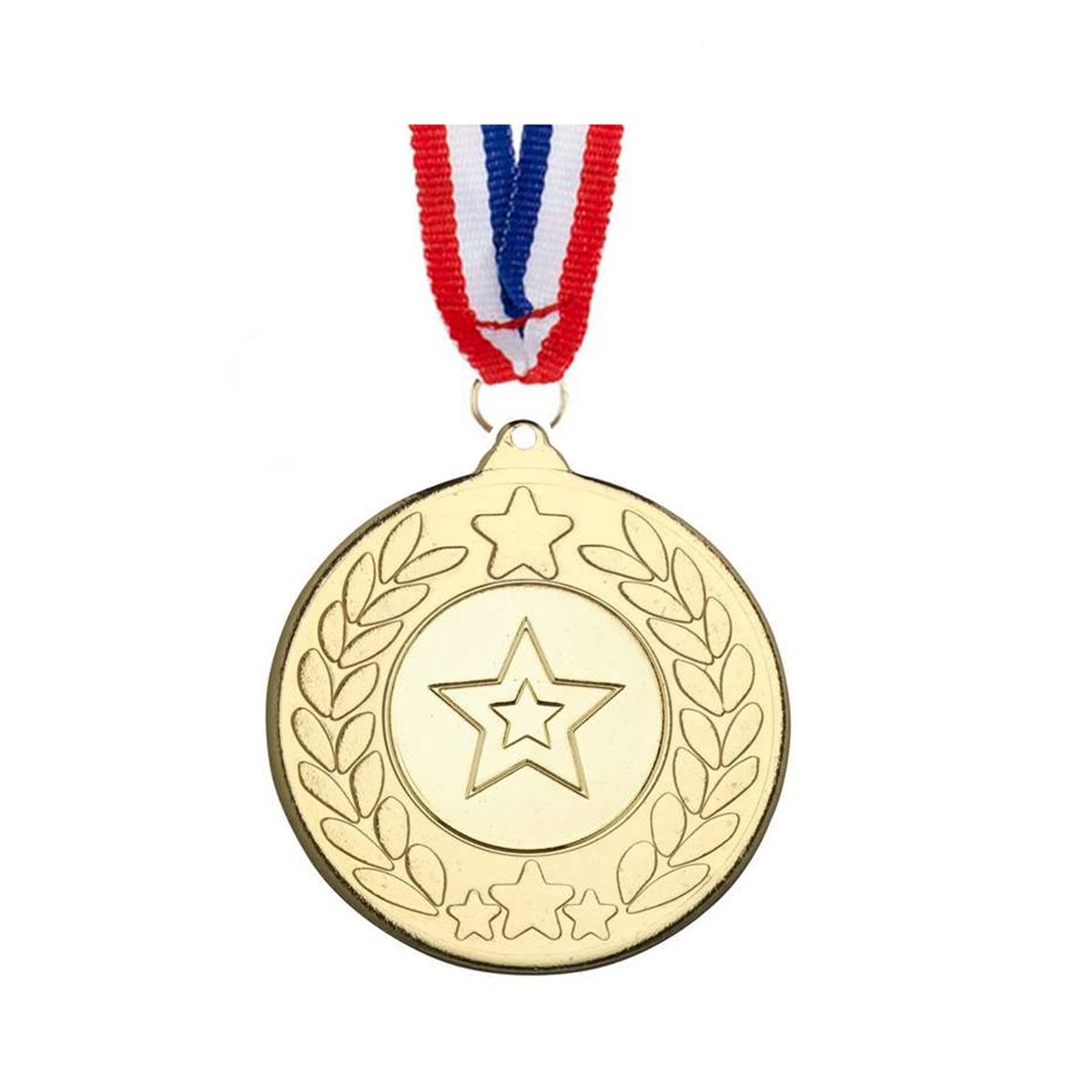 Set of 50mm Gold Star Medals with R/W/B Ribbon M18G