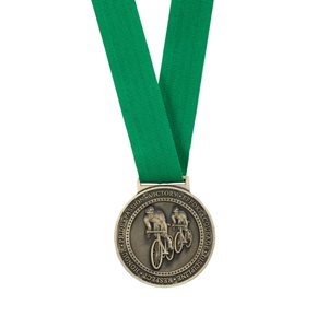 Cycling Medal & Ribbon 60mm Gold, Silver, Bronze MM16054