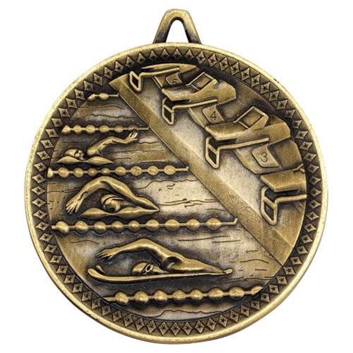 60mm Deluxe Swimming Medal DM09 in Gold, Silver & Bronze