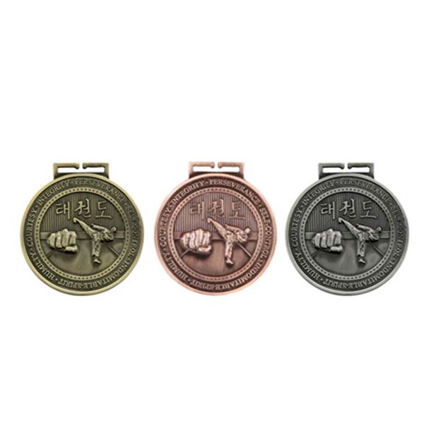 Taekwondo Medal & Ribbon 70mm Gold, Silver, Bronze MM17015