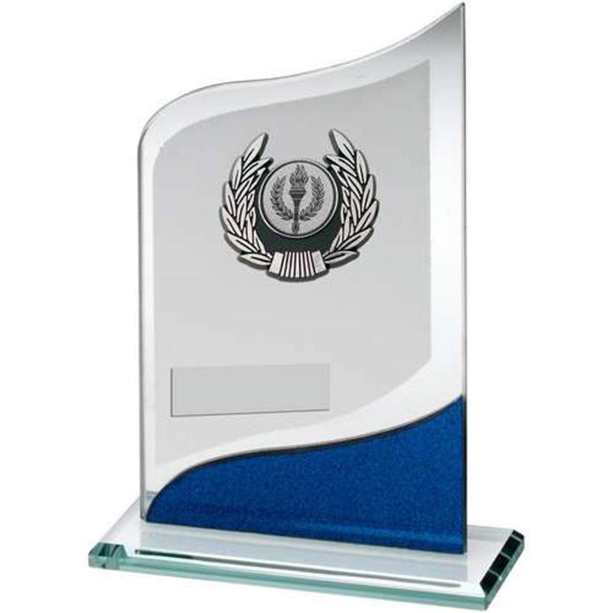 Jade Blue and Silver Glass Award with Silver Trim TY163