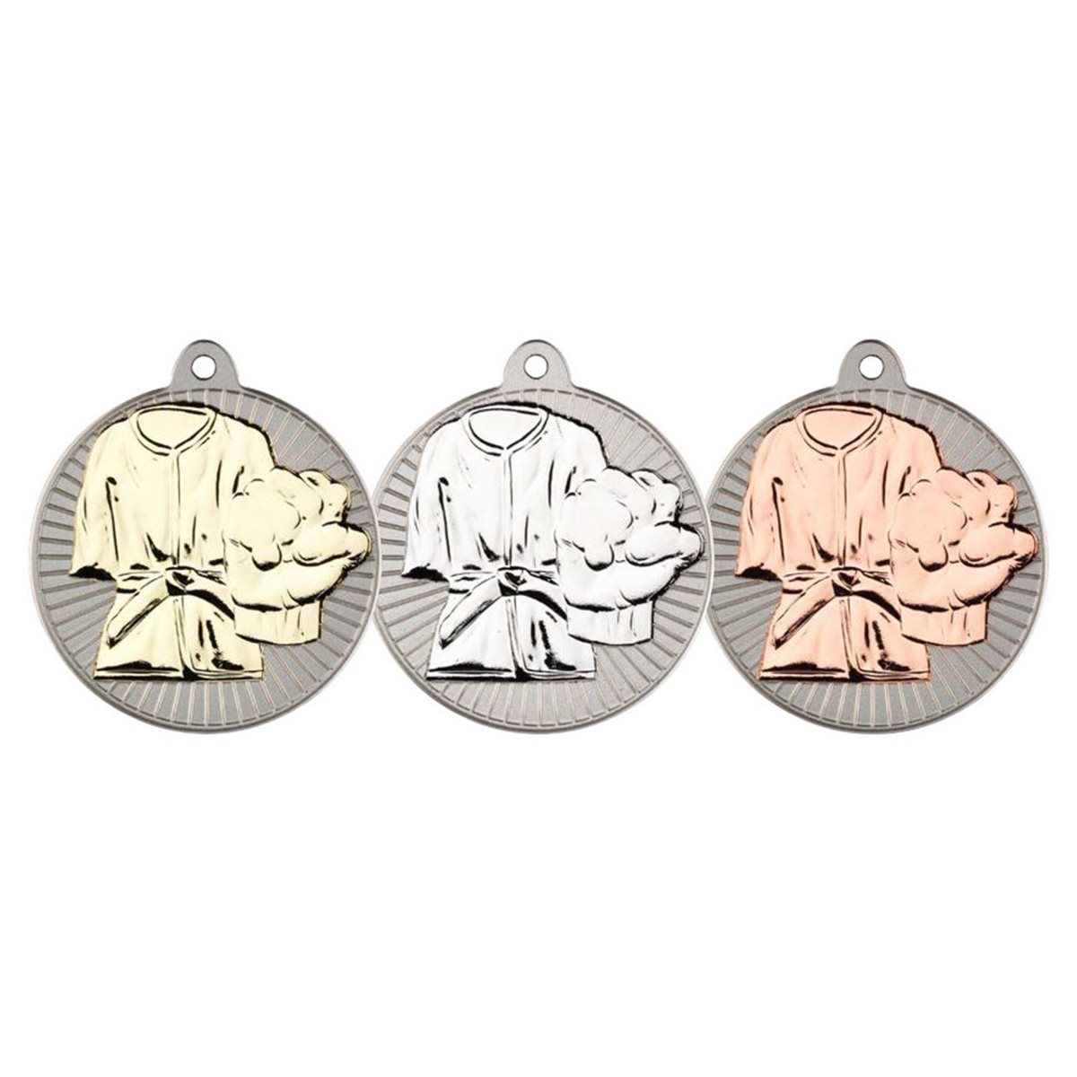 50mm Silver Two Colour Martial Arts Medal MV11