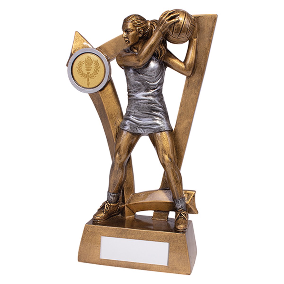 Gold and Silver Resin Netball Trophy RF19125